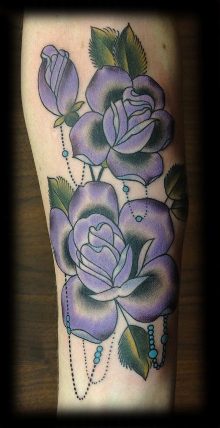 Tattoos - Joshua Bowers - Roses and pearls